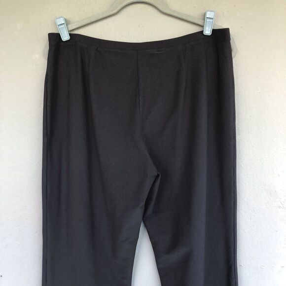 Eileen Fisher Pants L Gray Crepe Pull On Ankle Slim Straight Minimalist Preppy - Picture 6 of 15
